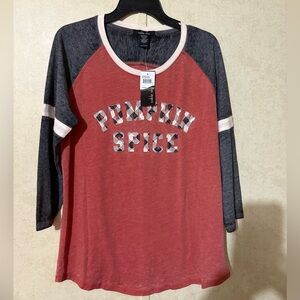 Pumpkin Spice Graphic Raglan Top by Sable Sky